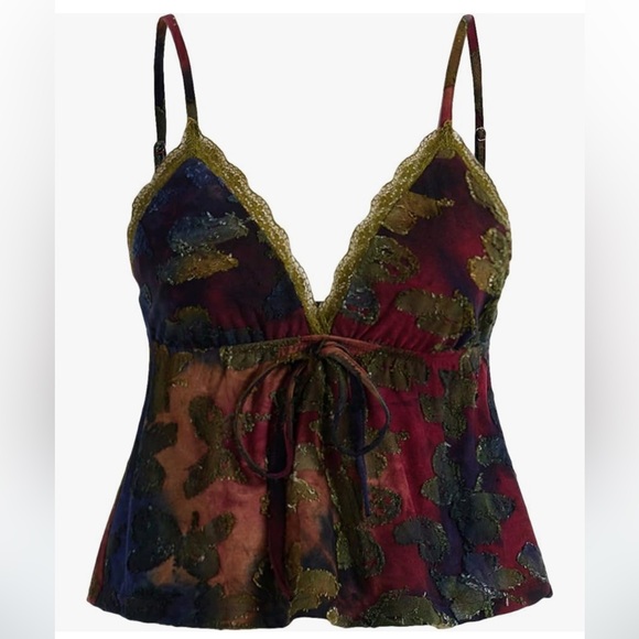 ROMWE Tops - Women's Lace Backless Cami Peplum Top Ruffle V
Neck Sleeveless Tie Bow Camisole